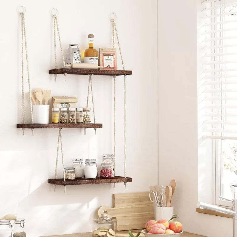 Hanging Shelves for Wall 3 Tier Boho