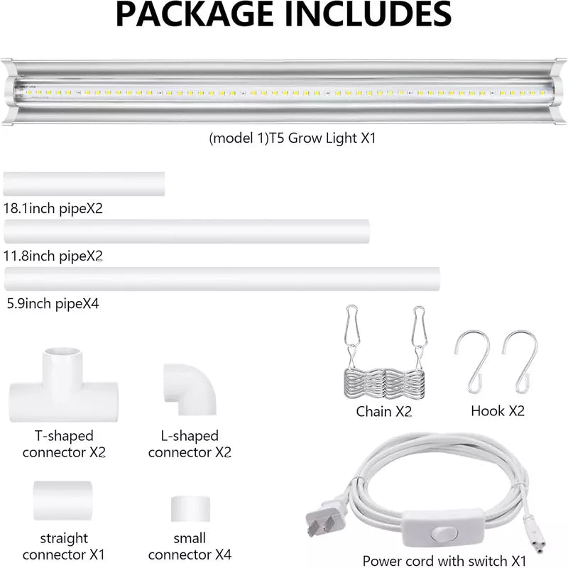 Seed Starter Light Kit 5000K White Full Spectrum LED Plant Growing Lamp