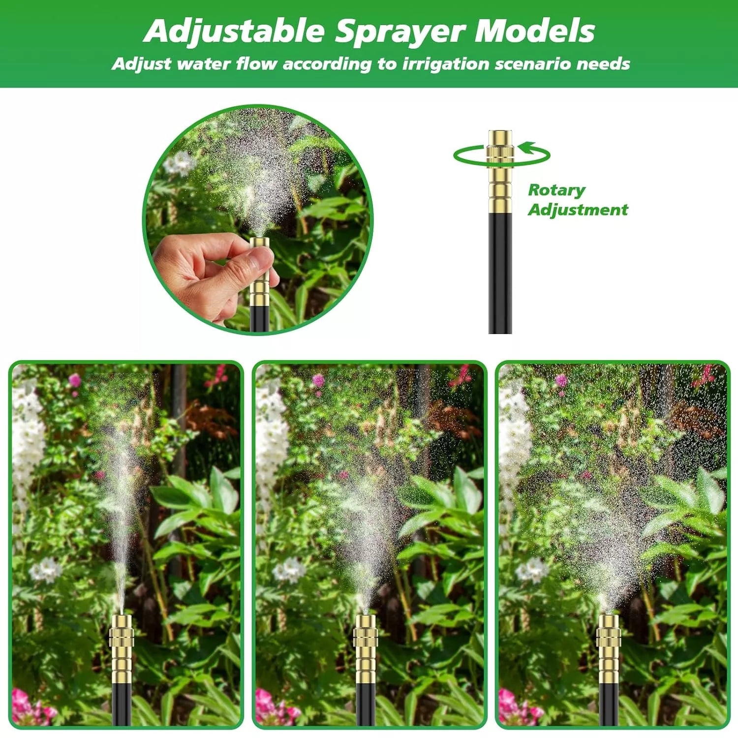 360° Adjustable Drip Irrigation System - Garden Watering System 50FT with 15 Nozzles