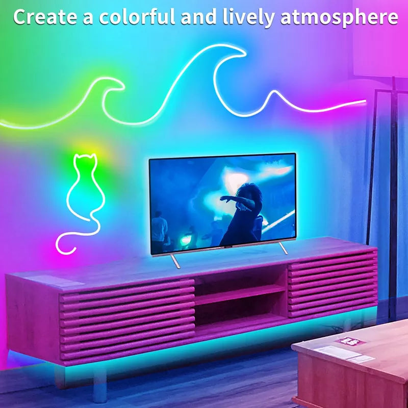 LED Neon Lights Strip 15M 24V RGB with Remote APP Control