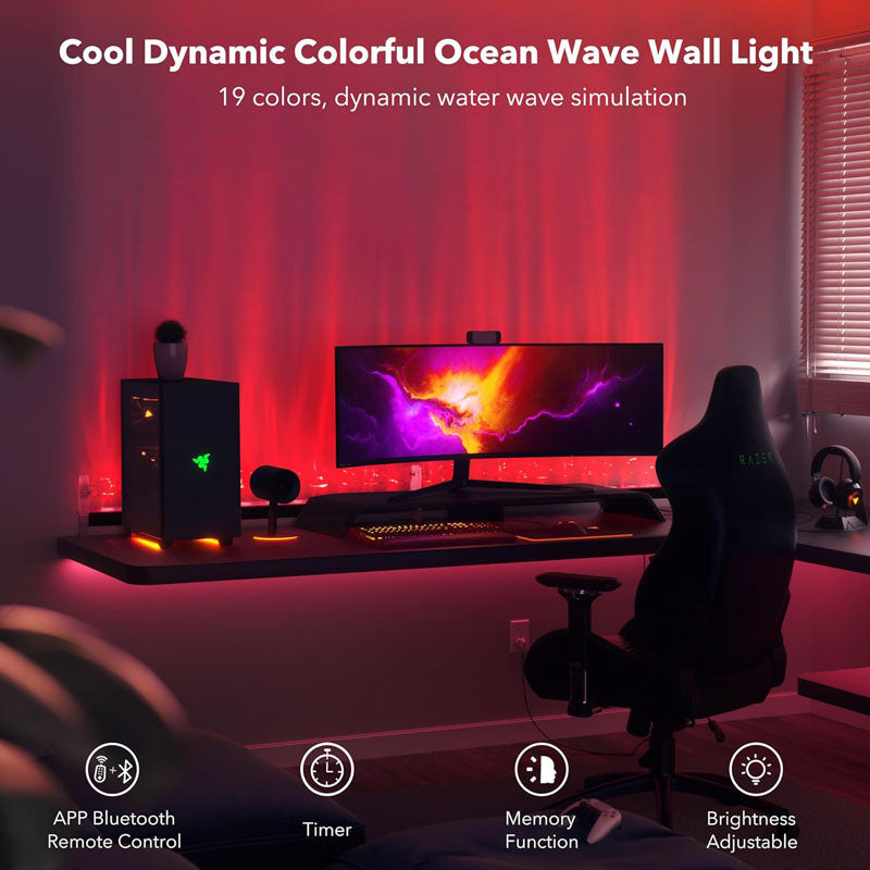 Ocean Wave Lights Aurora Projector Lamp with 16 Dynamic Color