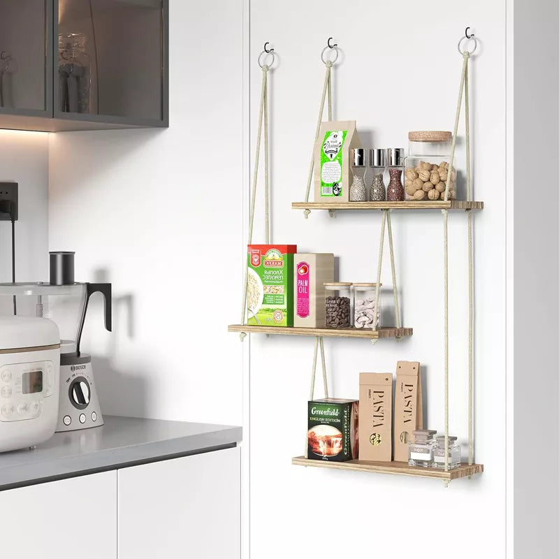 Hanging Shelves for Wall 3 Tier Boho