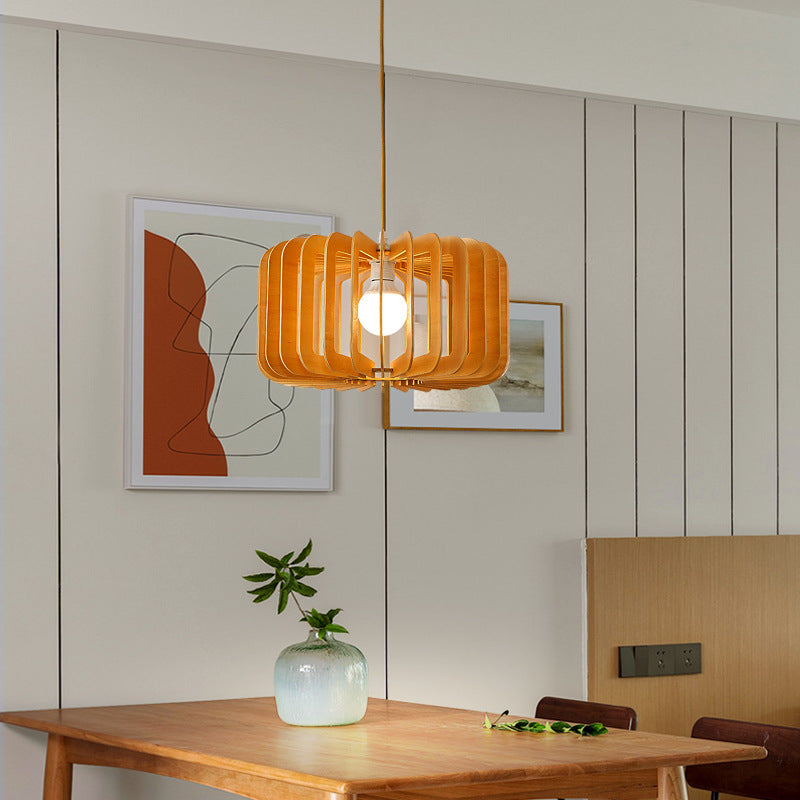 Wood Pumpkin Pendant Lights