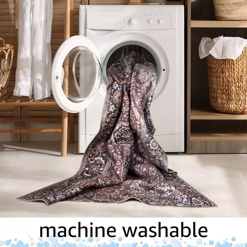 5x7 Machine Washable Area Rug with Non-Slip Backing Ideal for Living Room