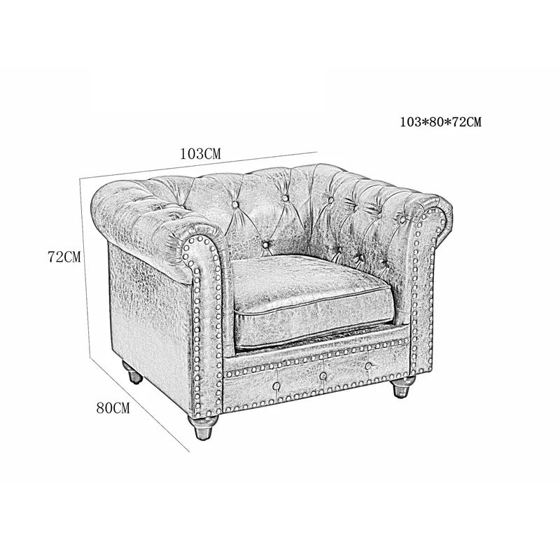 American Country Living Room Furniture Leather Chesterfield Sofa Set Velvet
