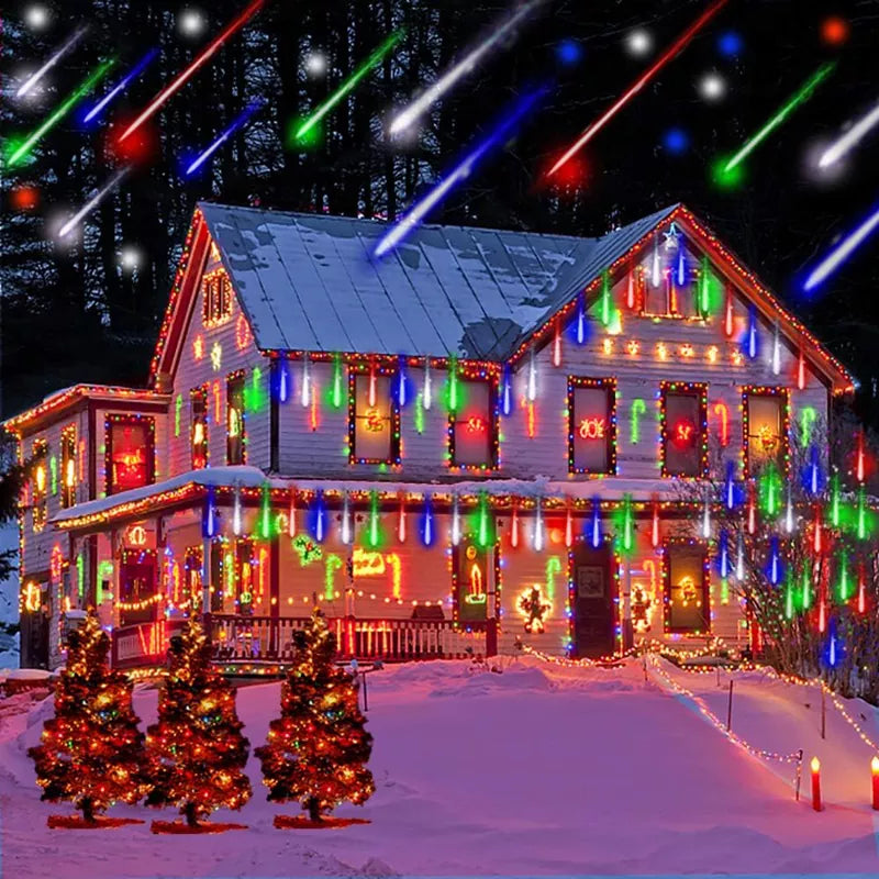 20 Tube Meteor Shower Lights Outdoor Christmas Decoration Icicle Lights