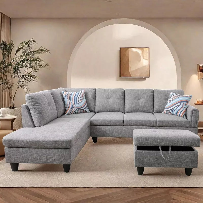 L Shaped Sectional Couches Sofa with Ottoman Storage