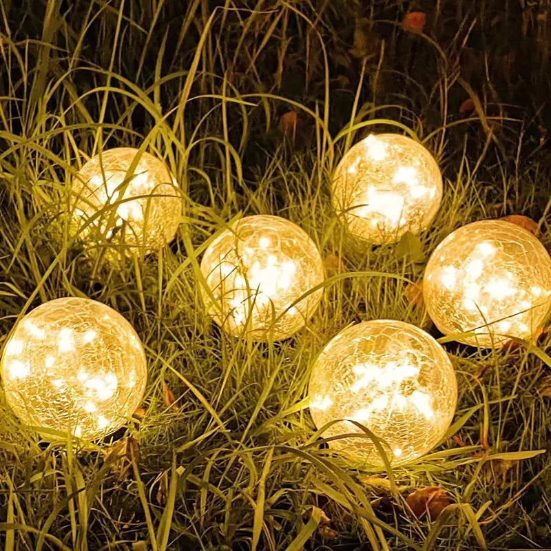 6 Pack 30 LEDs Cracked Glass Ball Light