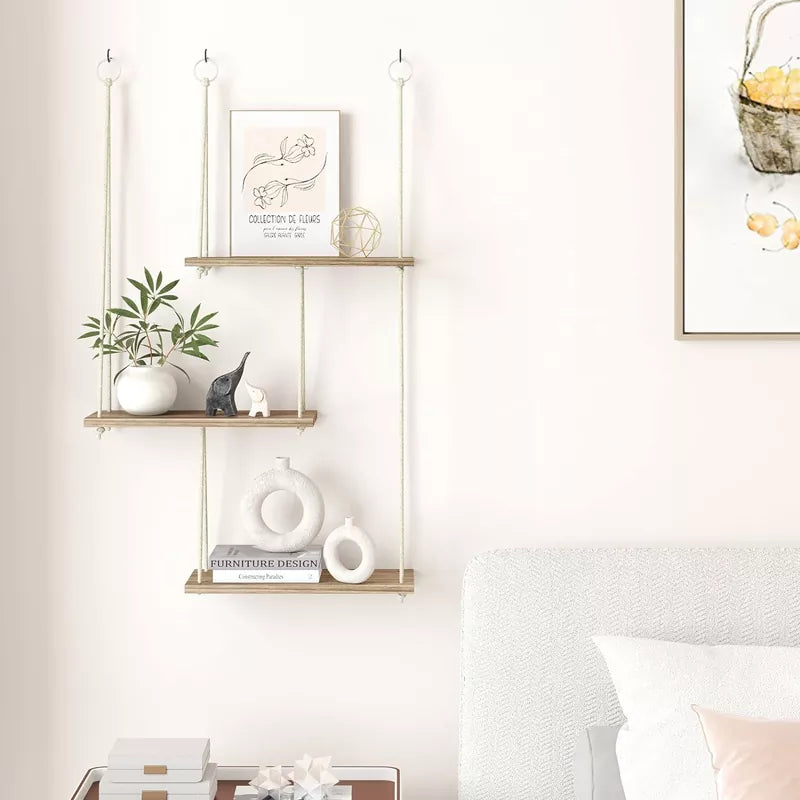 Hanging Shelves for Wall 3 Tier Boho