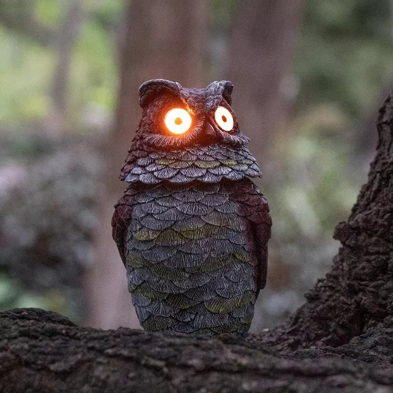 Garden Owl Statue Solar Powered Outdoor Figurine Light