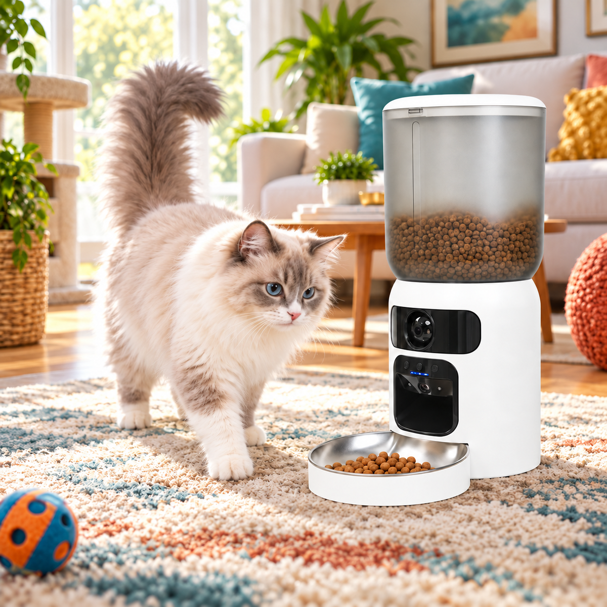 Smart WiFi Cat Feeder with Dual Camera & Laser Toy -P2