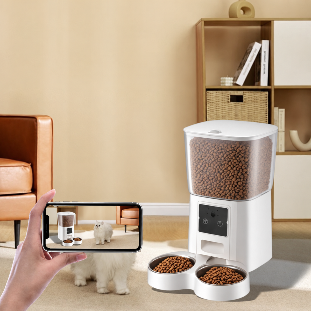 Smart Auto Cat Feeder with Camera & Night Vision, Large Capacity -P5