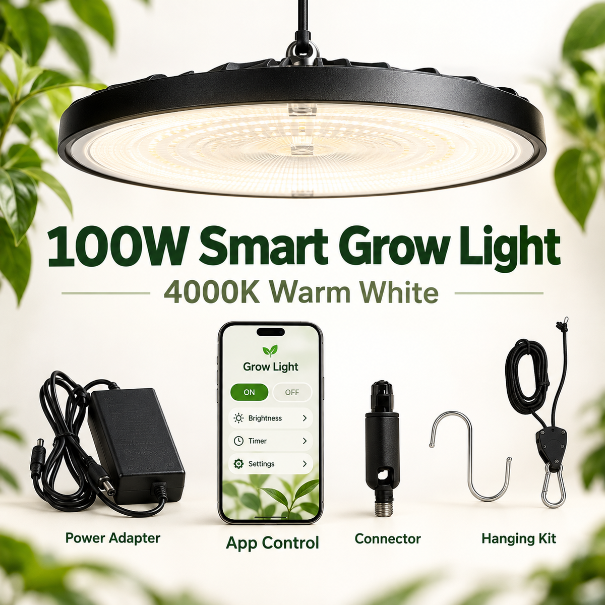 Full Spectrum IP65 Waterproof LED Grow Light Floor Lamp for Indoor Veggies Succulents Greenhouse