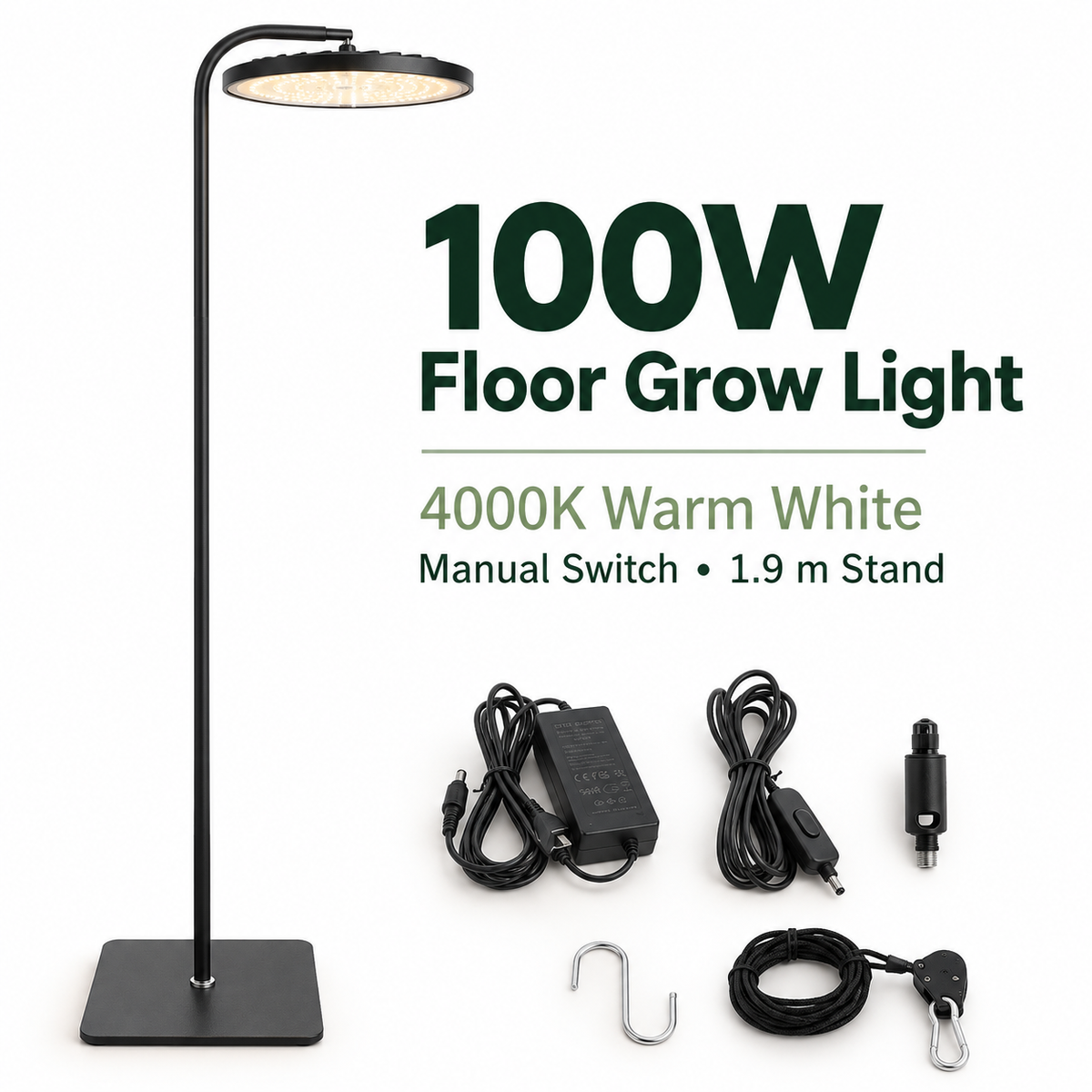 Full Spectrum IP65 Waterproof LED Grow Light Floor Lamp for Indoor Veggies Succulents Greenhouse