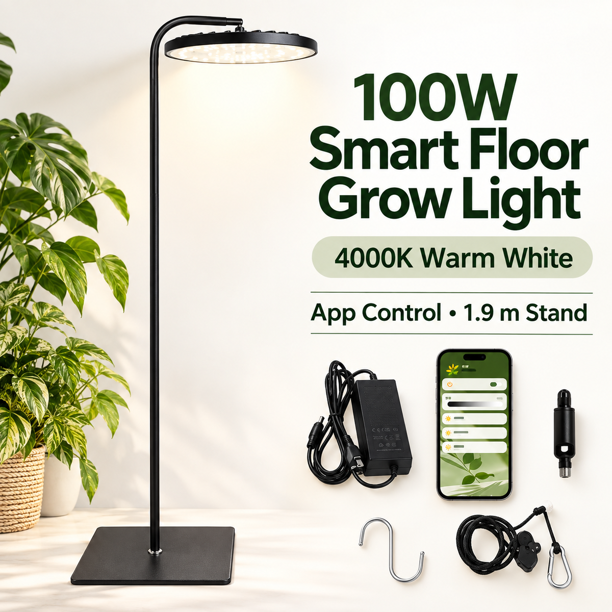 Full Spectrum IP65 Waterproof LED Grow Light Floor Lamp for Indoor Veggies Succulents Greenhouse