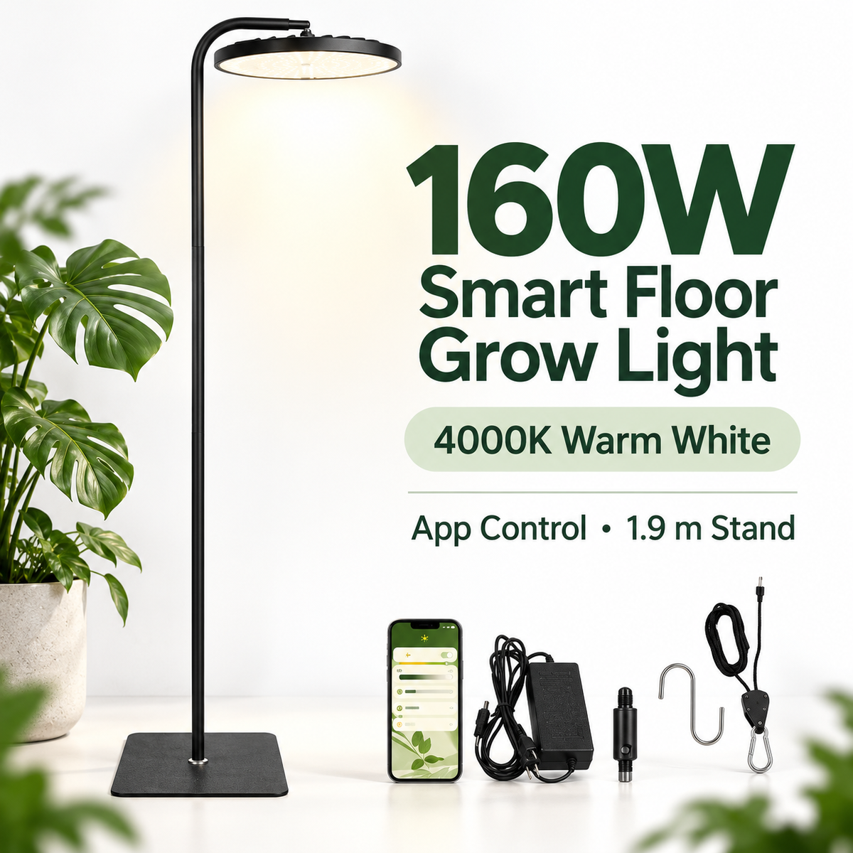 Full Spectrum IP65 Waterproof LED Grow Light Floor Lamp for Indoor Veggies Succulents Greenhouse