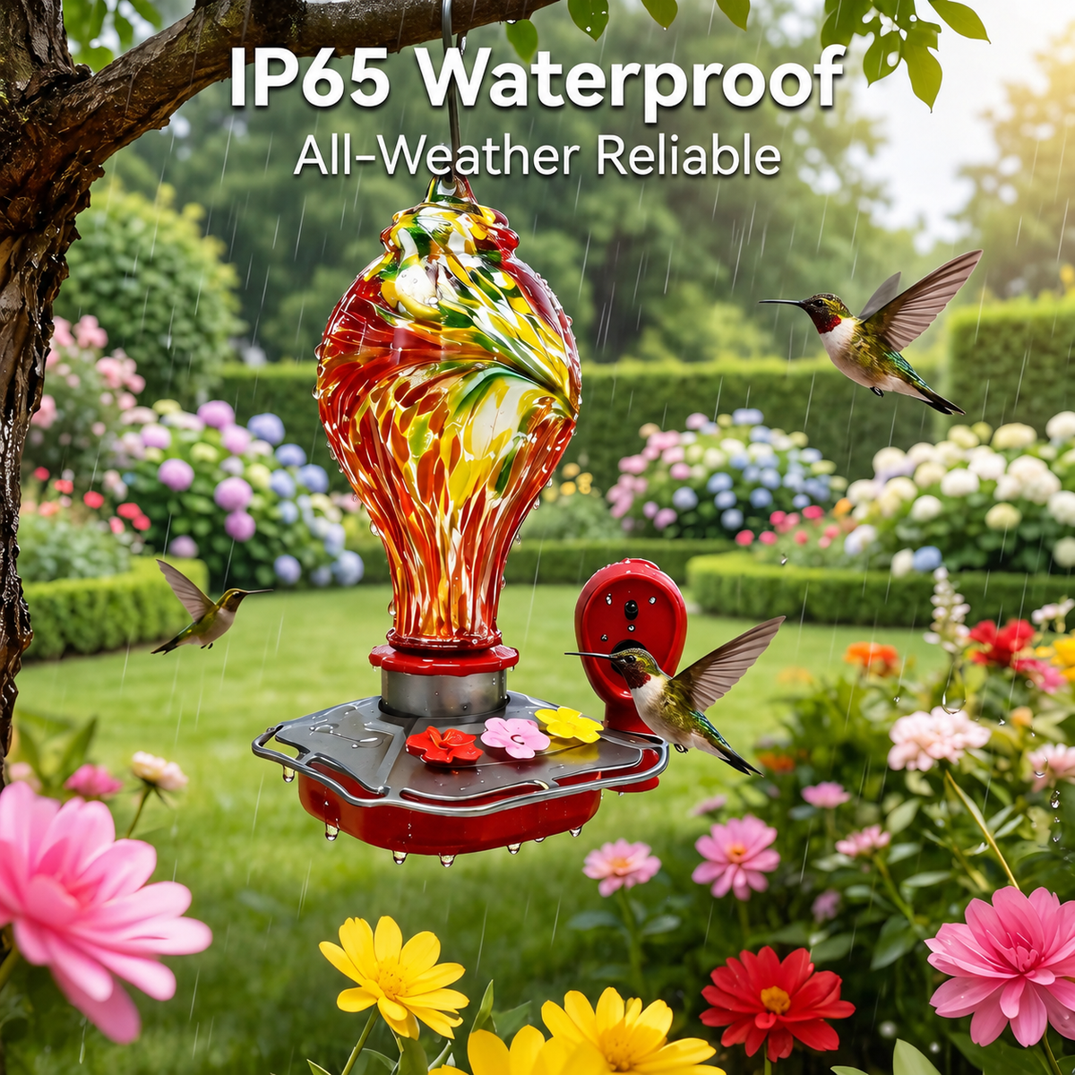 Solar Glass Hummingbird Feeder With Camera AI Waterproof -B2