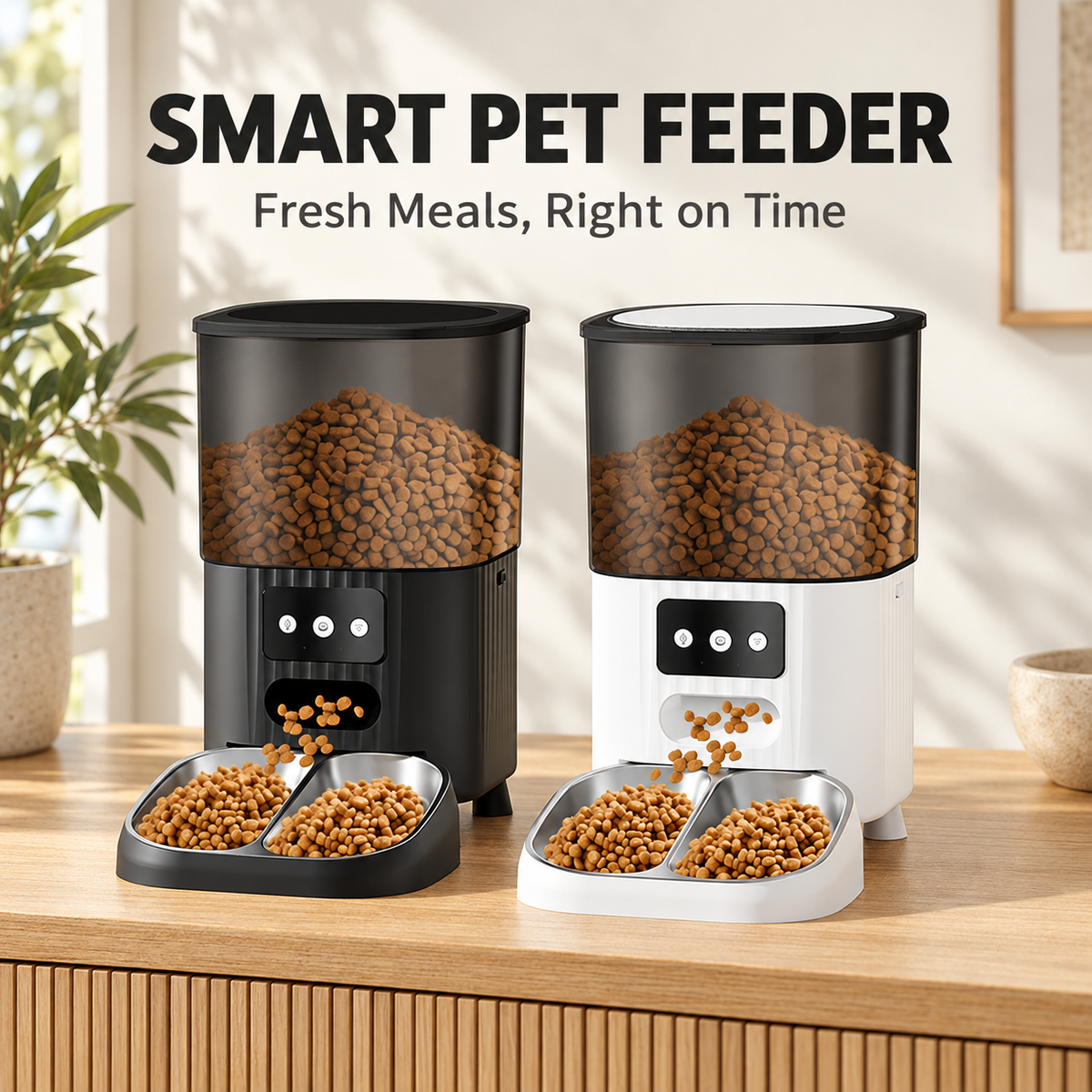Smart WiFi Pet Auto Feeder with Camera, 4.5L Timed Portion Control -P4