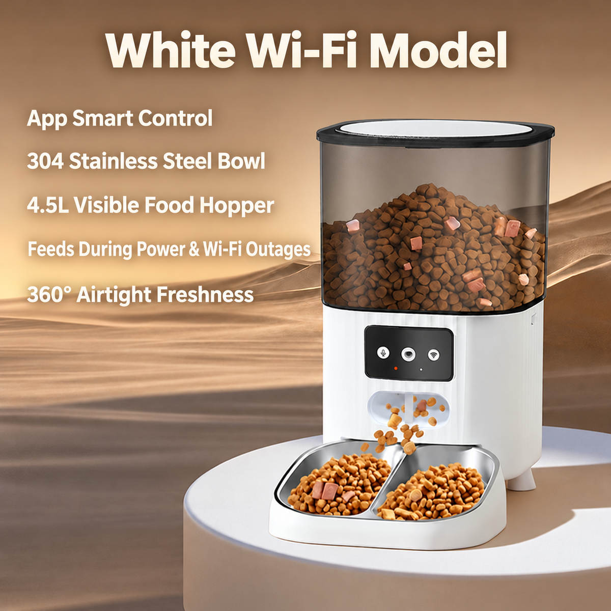 Smart WiFi Pet Auto Feeder with Camera, 4.5L Timed Portion Control -P4
