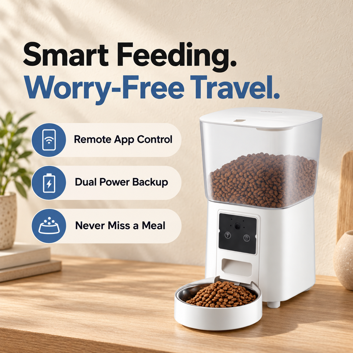 Smart Auto Cat Feeder with Camera & Night Vision, Large Capacity -P5