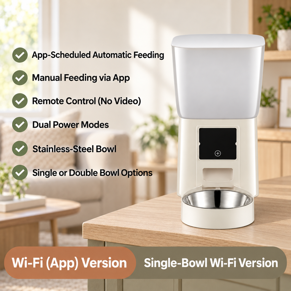 Smart Auto Cat Feeder with Camera & Night Vision, Large Capacity -P5