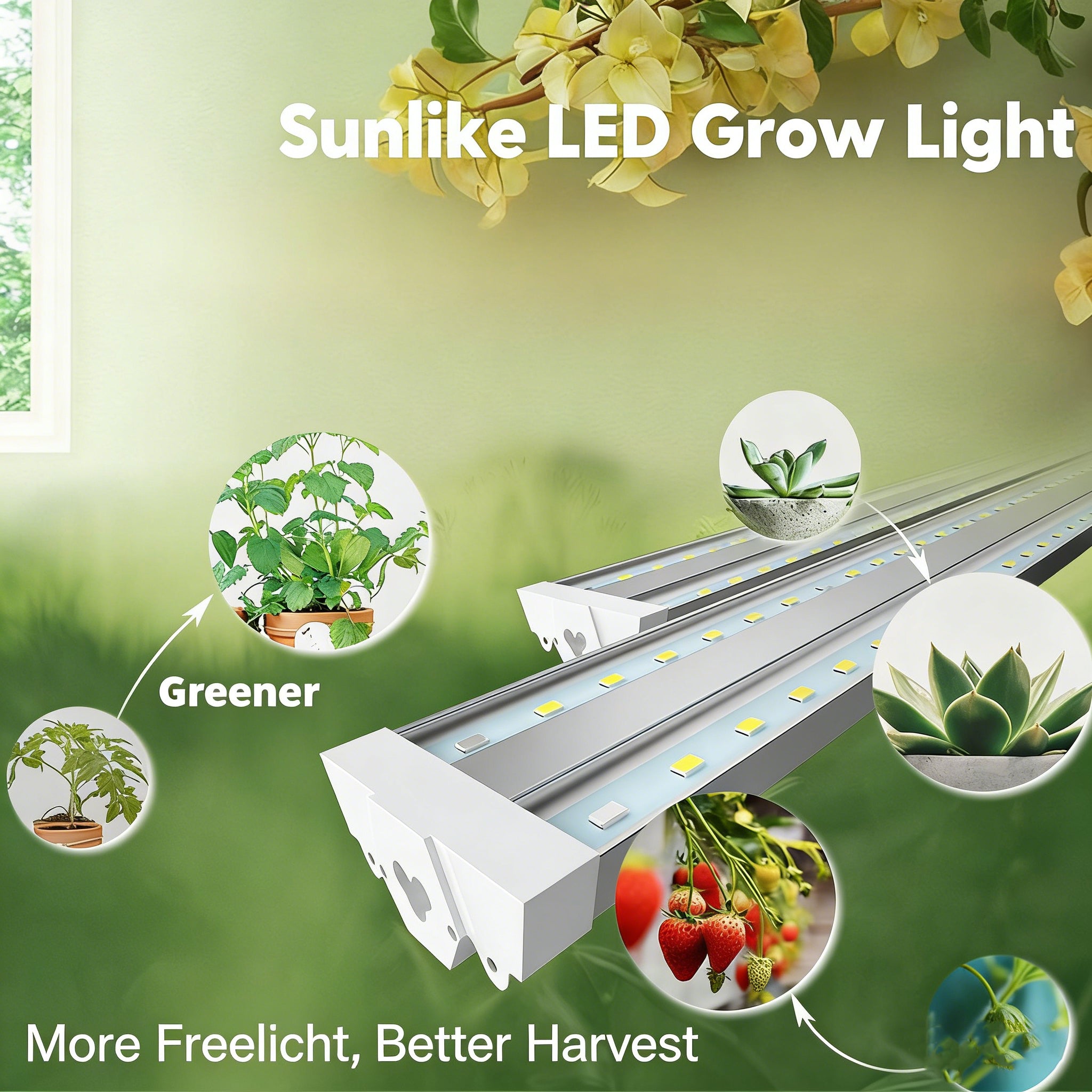 New Natural Light LED Greenhouse Plant Light Full Spectrum 4 Packs