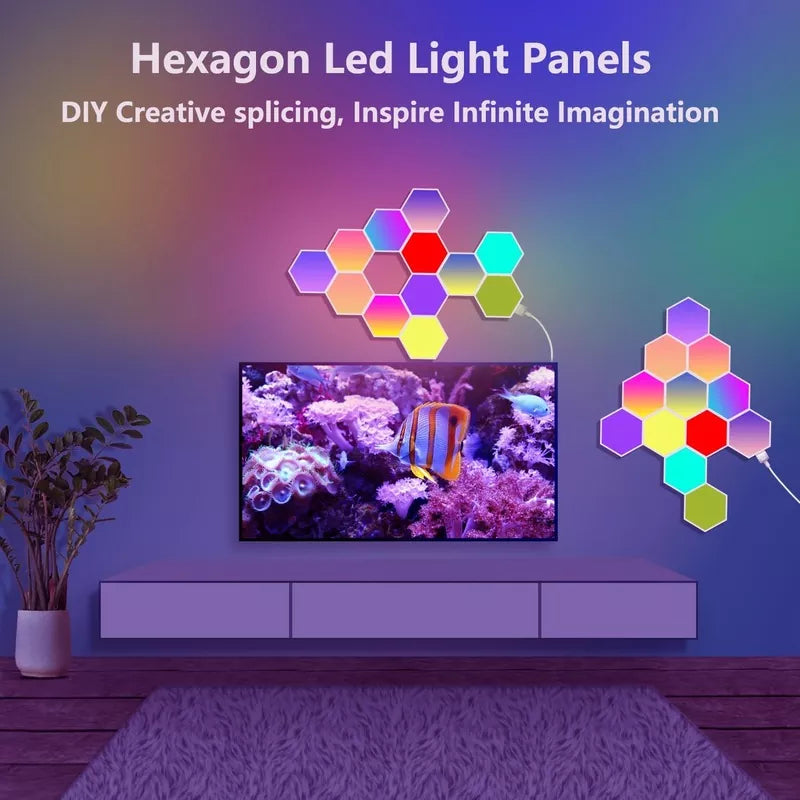 Hexagonal Light LED Wall Plate Built-in Microphone With Remote and App Control