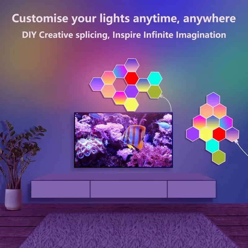 Hexagonal Light LED Wall Plate Built-in Microphone With Remote and App Control