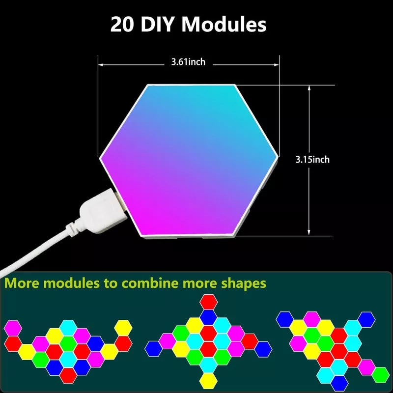 Hexagonal Light LED Wall Plate Built-in Microphone With Remote and App Control