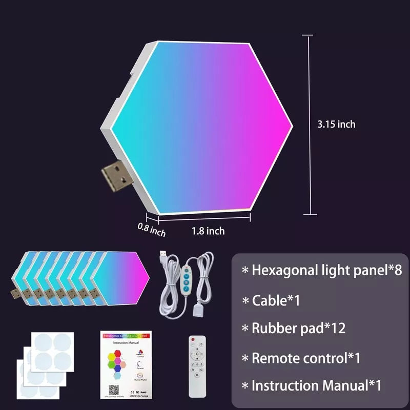 Hexagonal Light LED Wall Plate Built-in Microphone With Remote and App Control