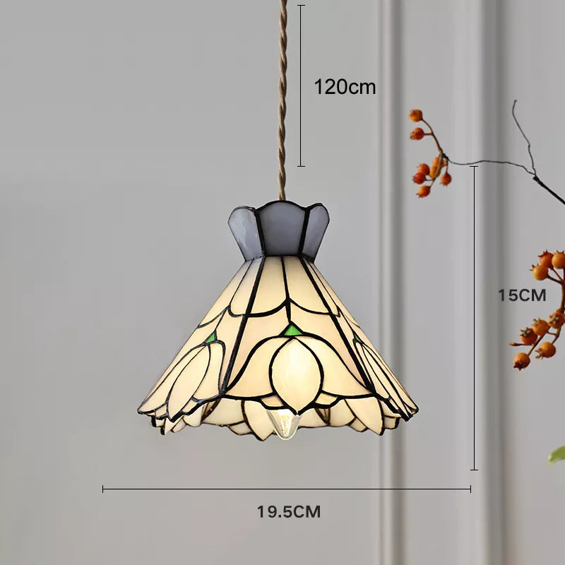 Europe France Style LED Pendant Light Tiffany Color Copper Glass Lampshade