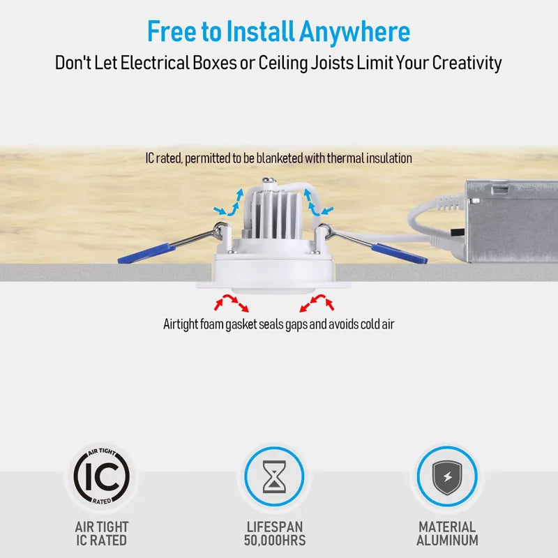 2 Inch Gimbal LED Recessed Light with Junction Box