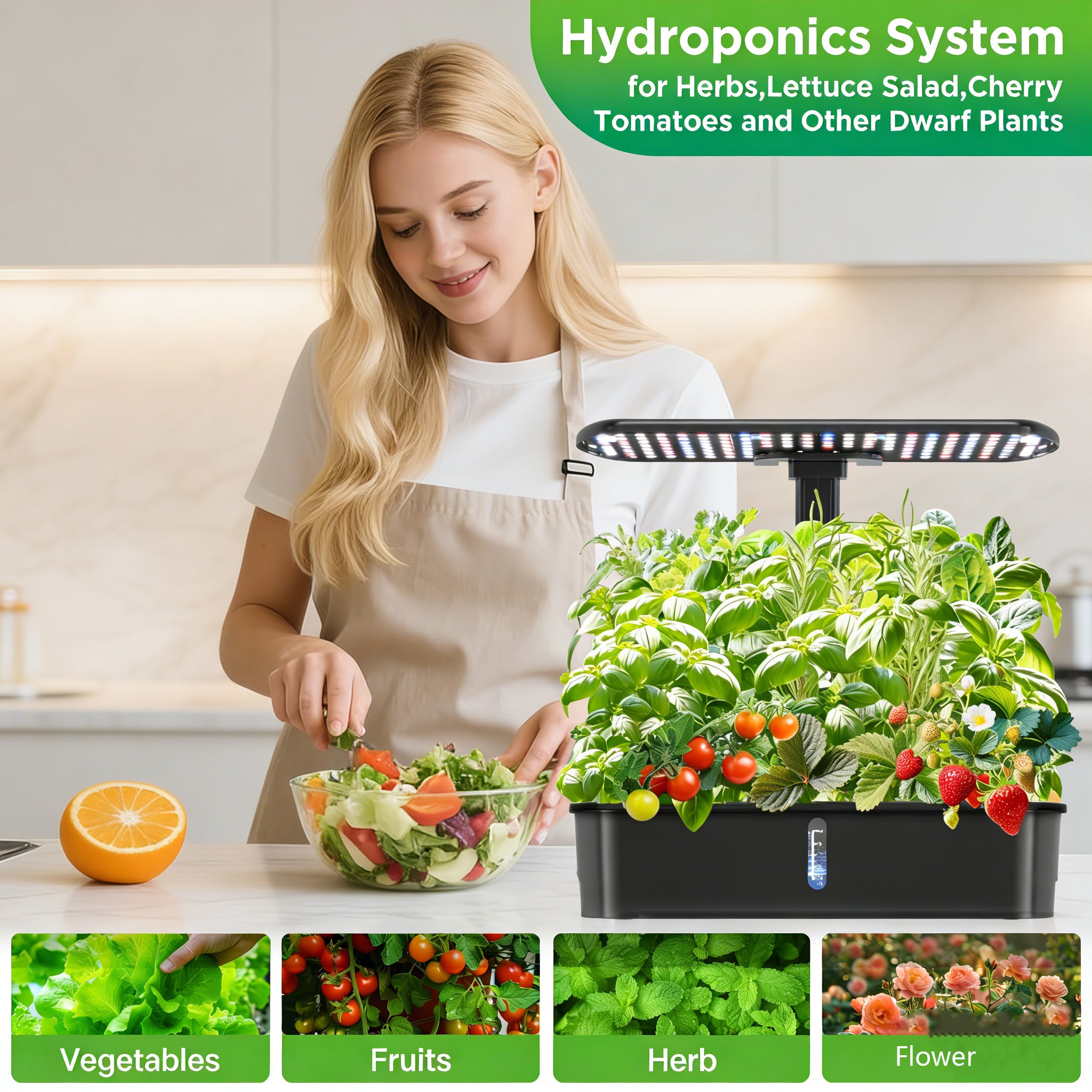 Hydroponics Growing System Kits Smart Indoor Herb Garden with 24W