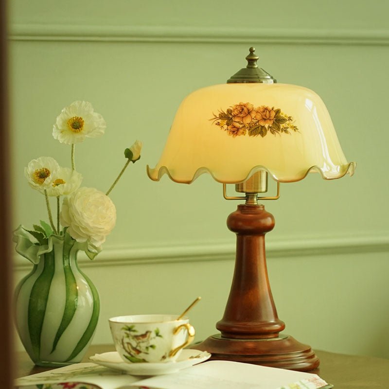 American Retro Luxury Flower Lamp Bell Orchid Glass for Bedroom Reading Room - ktvhomes