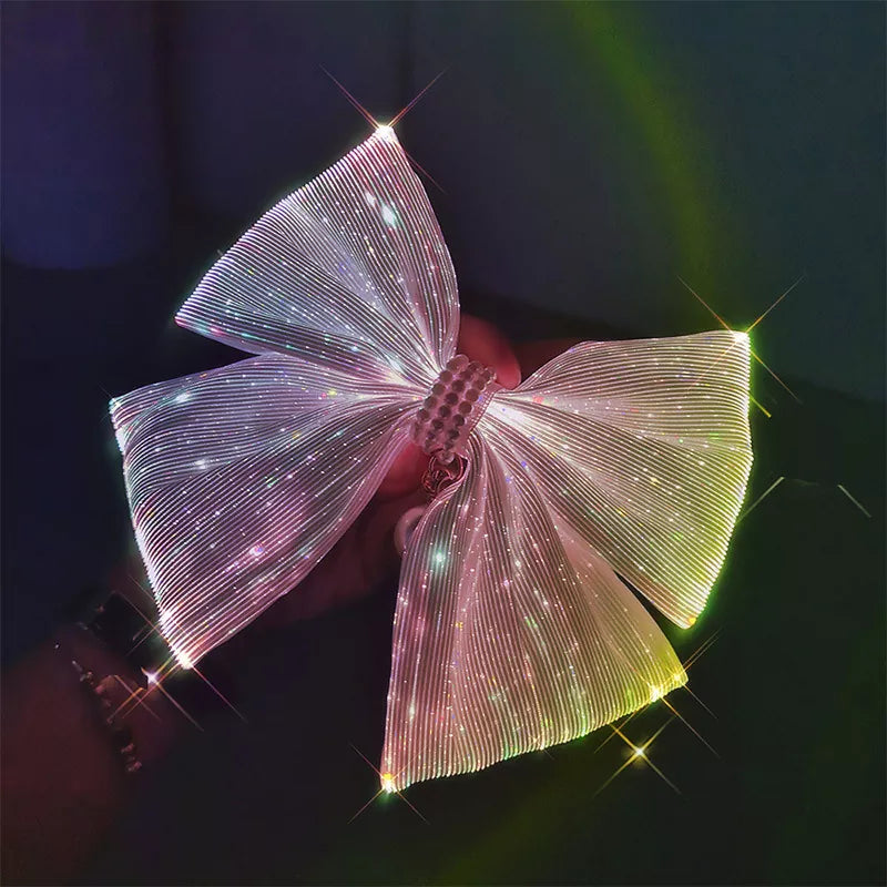 LED Light-Up Handmade Jumbo Bow-Knot Hair Clips