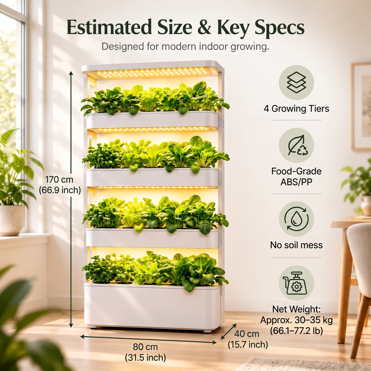 Hydroponic Vertical Vegetable Garden Growing Kit Sytem Tower 64 Holes - G13