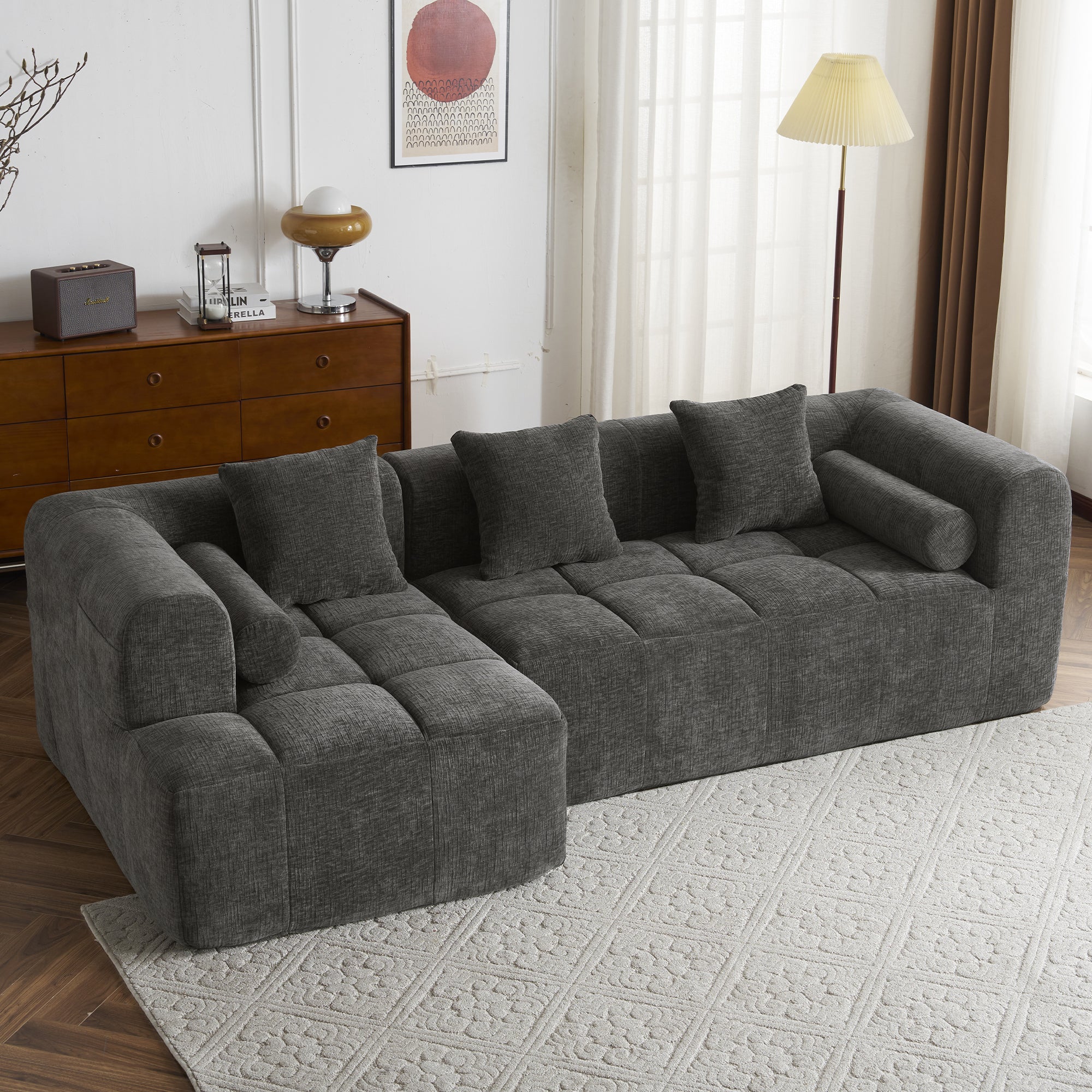 Compression Sofa Convertible Floor Sofa Bed with Fixed-Shape Frame