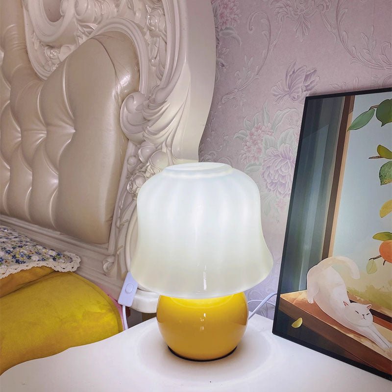 Dimmer Switch Mushroom Table Lamps Natural Ceramic Yellow Decor For Living Room Bedroom - ktvhomes