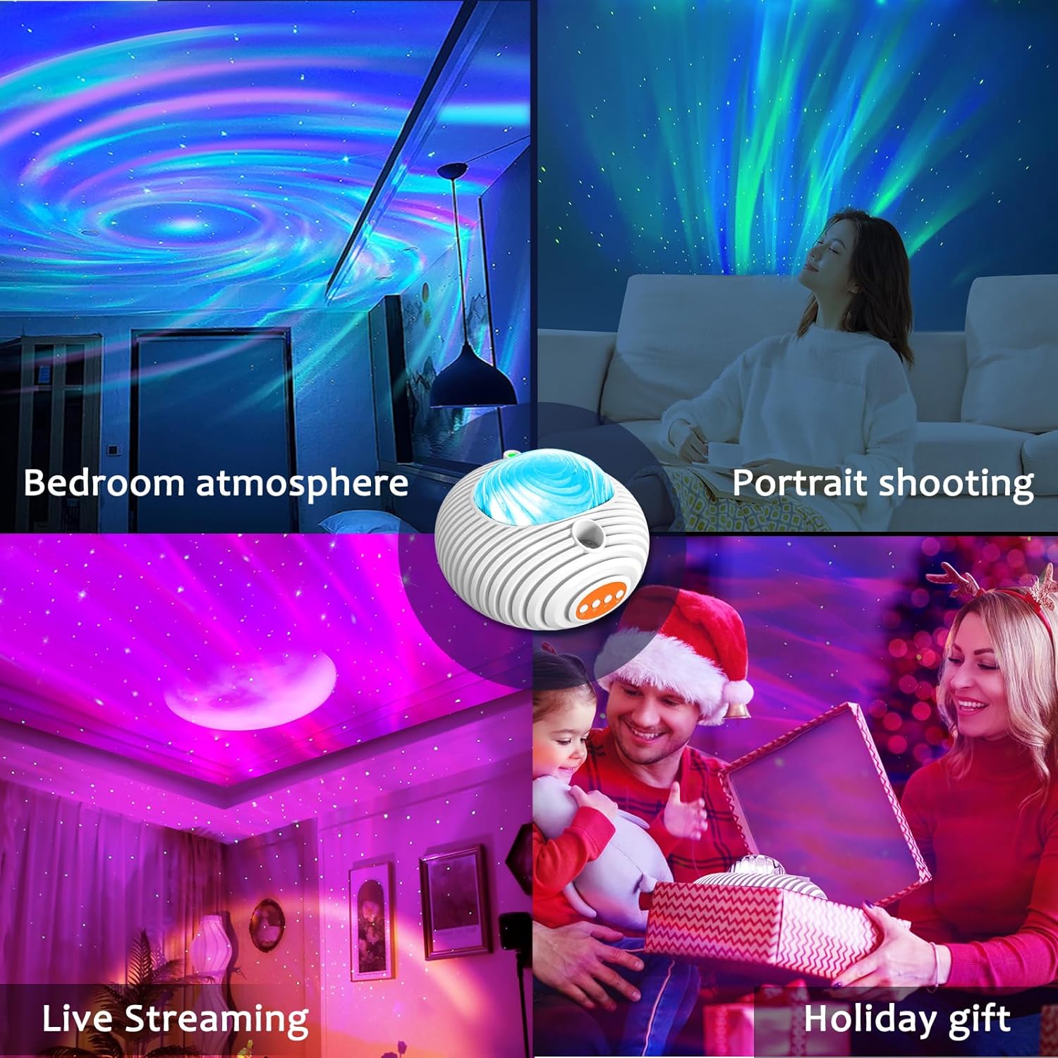 Dual Effect Night Light Aurora and Moon Star Galaxy Projector 14 Colors - ktvhomes