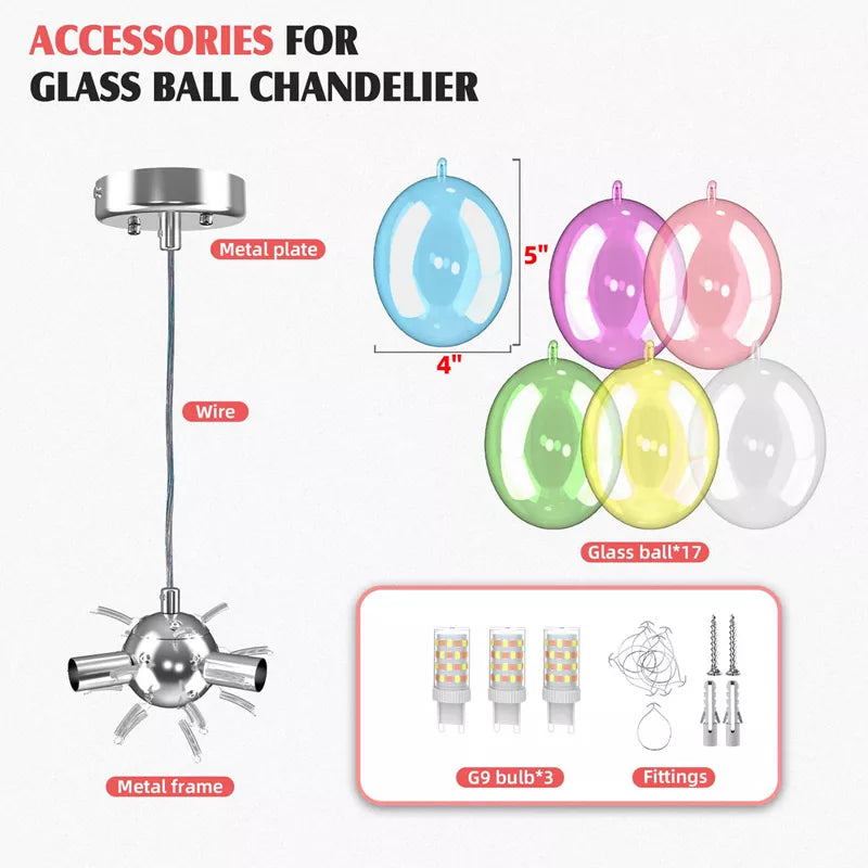 Bubbles Chandelier Hand Blown Colorful Glass Balloon-T7