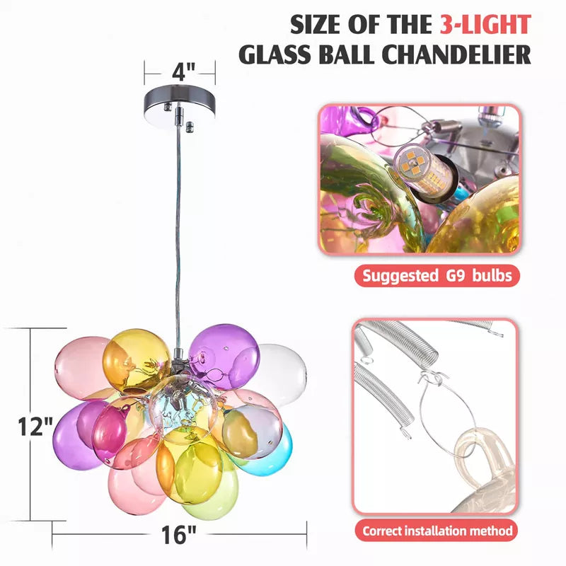 Bubbles Chandelier Hand Blown Colorful Glass Balloon-T7