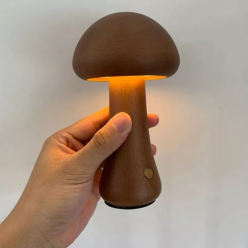 Wooden Mushroom Table Lamp