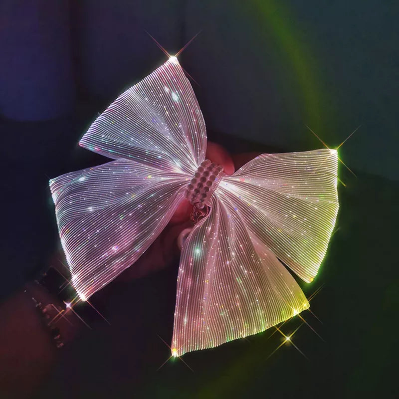 LED Light-Up Handmade Jumbo Bow-Knot Hair Clips
