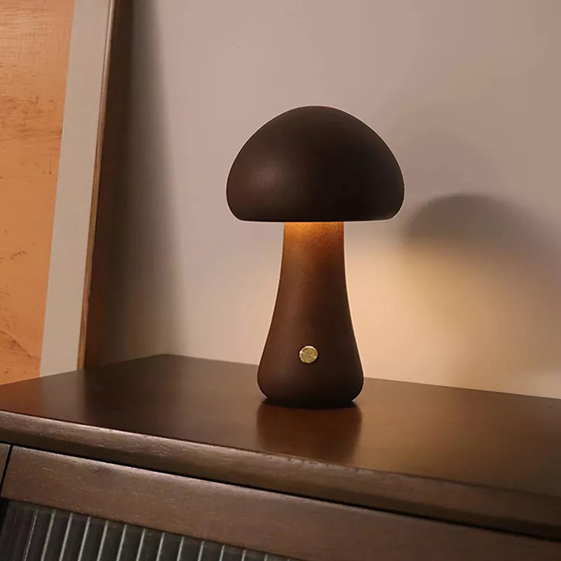 Wooden Mushroom Table Lamp
