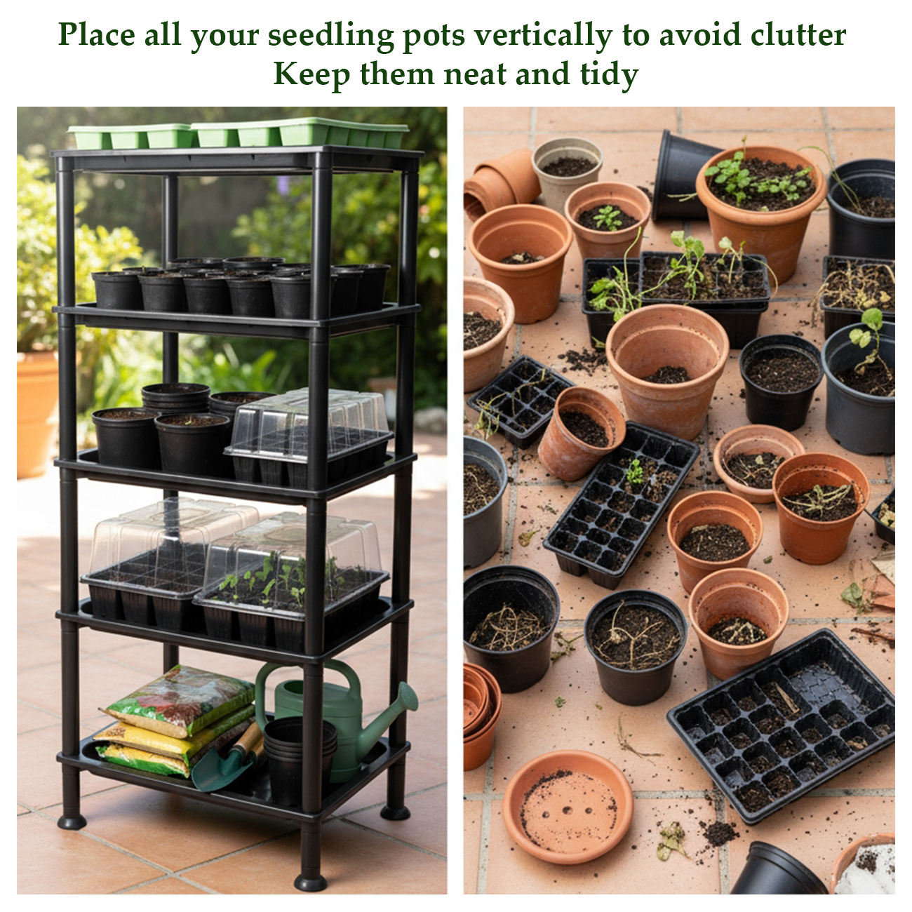 5-Tier Seed Starter Trays Plant Stand with LED Grow Light (Auto-Timer)