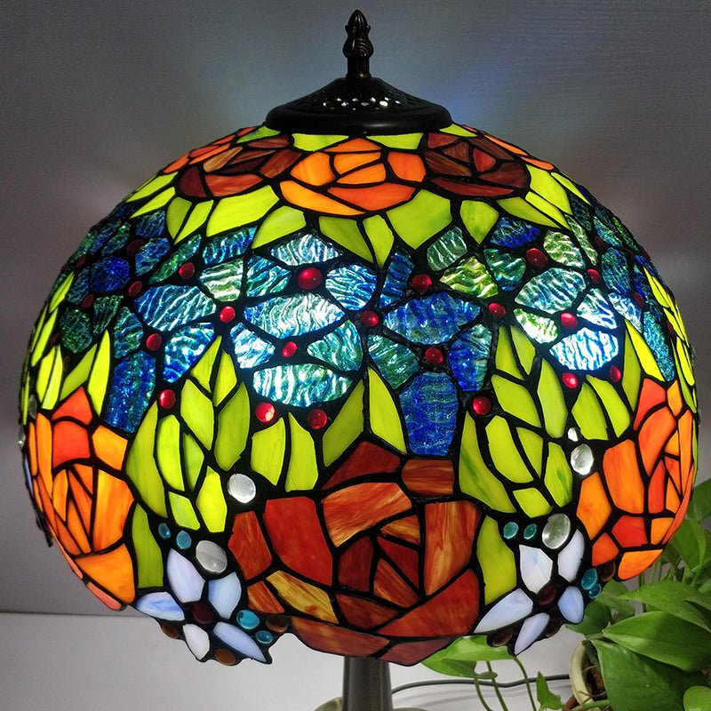 Tiffany Antique Table Lamps Colorful Glass Rose Pastoral Bar Cafe Bedroom For Sale - ktvhomes