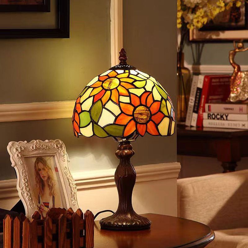 Tiffany Stained Glass Sunflower Yellow Table Lamp For Bedside Living Room Dormitory Dining Room - ktvhomes