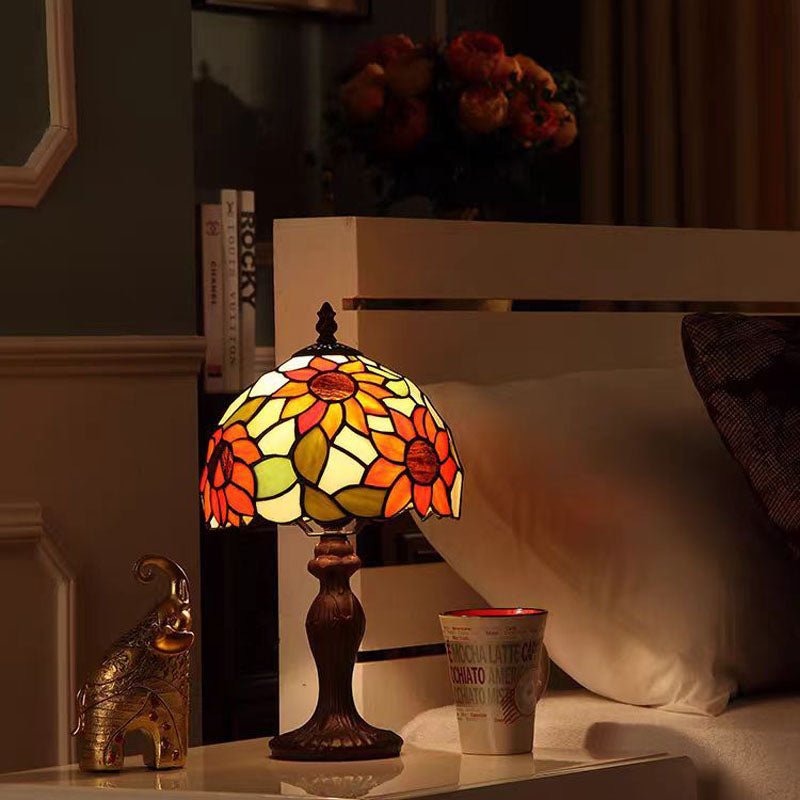 Tiffany Stained Glass Sunflower Yellow Table Lamp For Bedside Living Room Dormitory Dining Room - ktvhomes