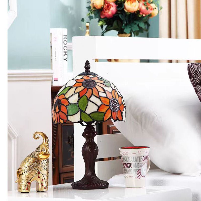 Tiffany Stained Glass Sunflower Yellow Table Lamp For Bedside Living Room Dormitory Dining Room - ktvhomes