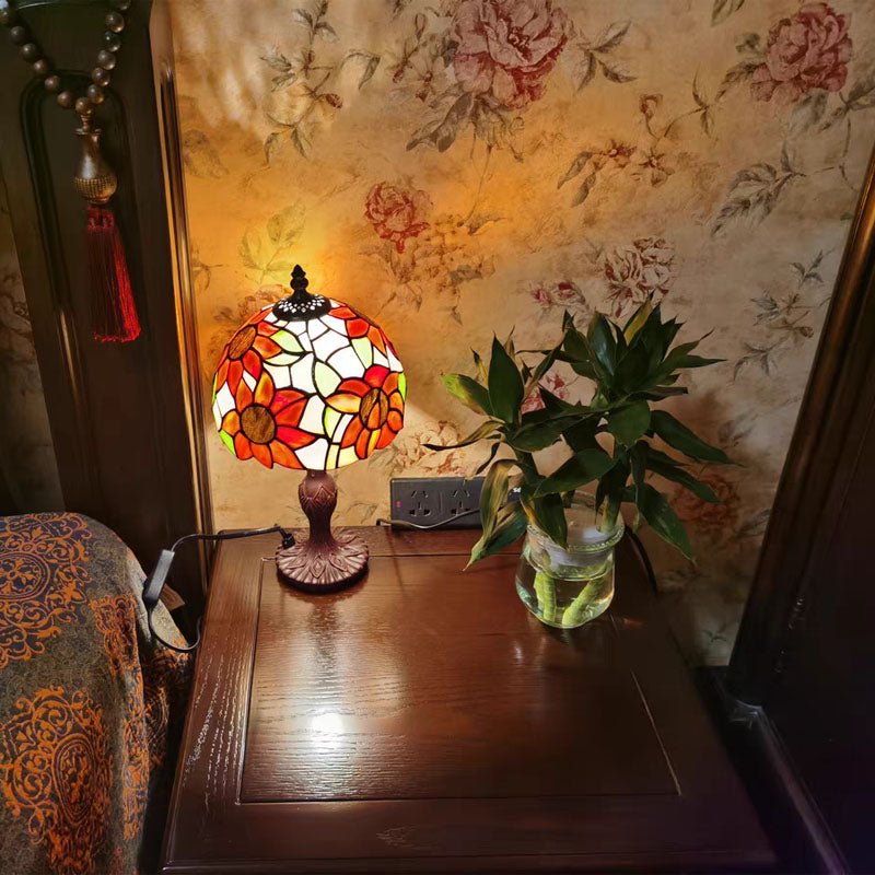 Tiffany Stained Glass Sunflower Yellow Table Lamp For Bedside Living Room Dormitory Dining Room - ktvhomes
